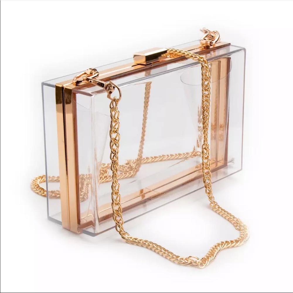 Pocketbook Gold/Clear Handbag with Chain